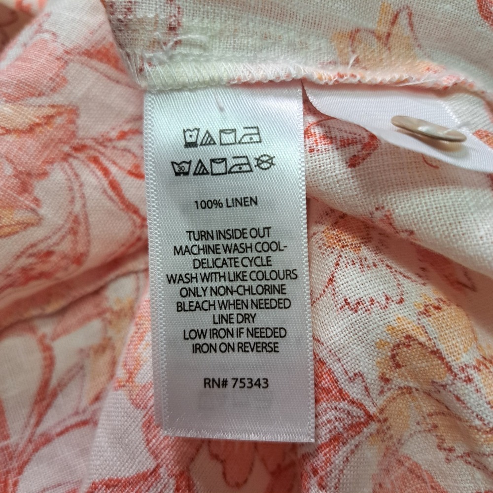 Rachel Zoe Floral Flax Linen Boho Button-Down XL Sustainable Resort Wear Coastal - Picture 7 of 7